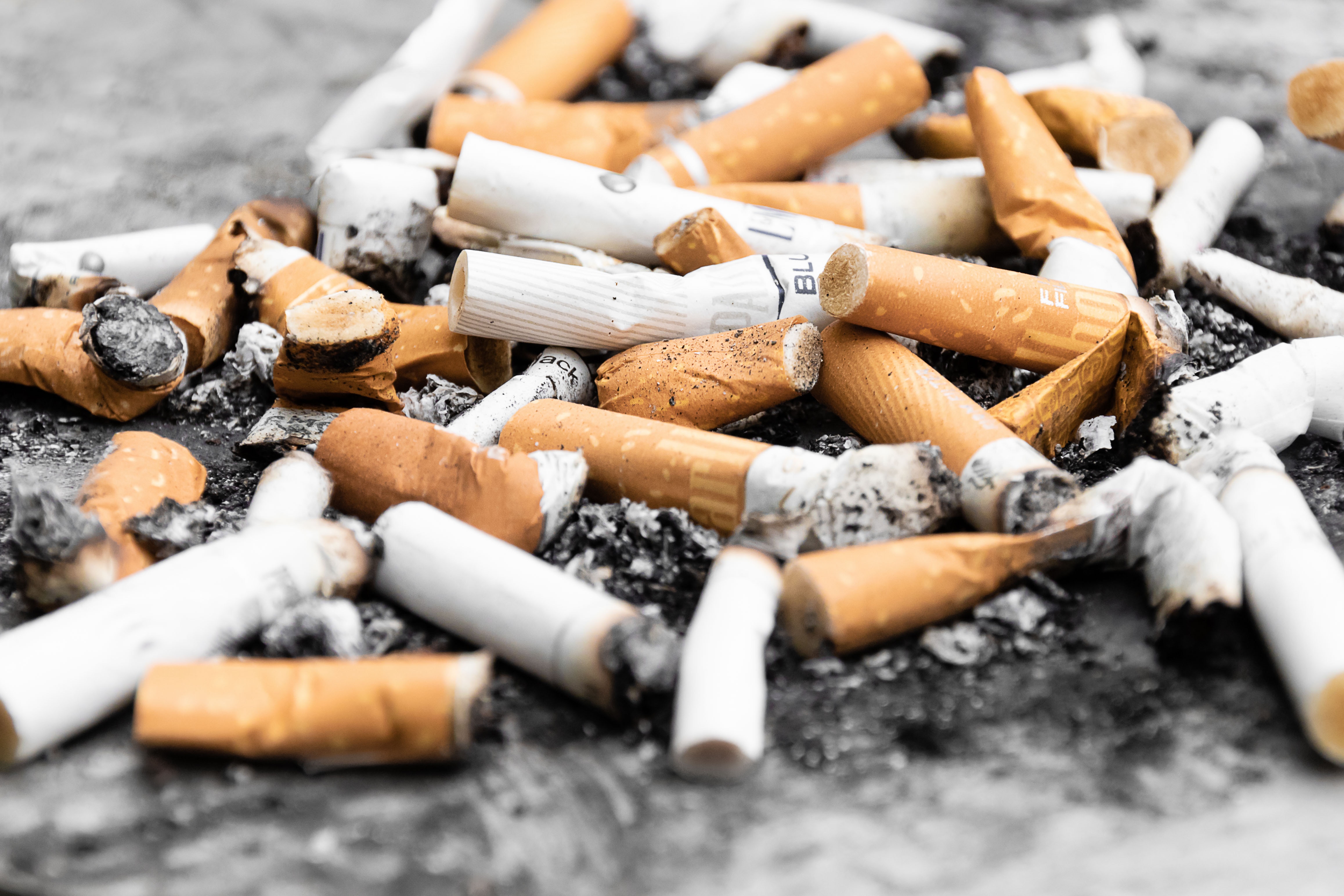 a pile of cigarette ends